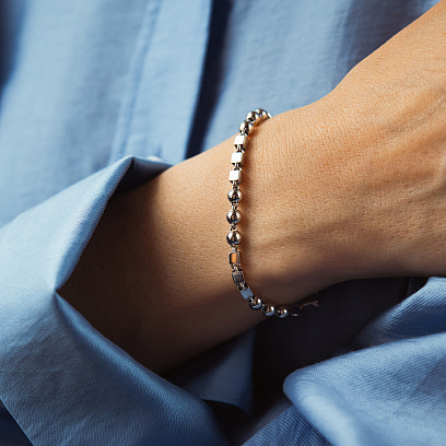 Золотий браслет "Кубики - кульки" б05559 №4