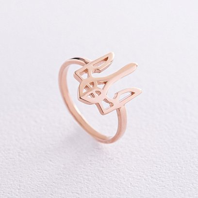 Кольцо  "Герб Украины - Тризуб" в красном золоте к07098 №4