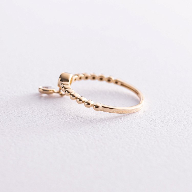 Кольцо в желтом золоте с фианитами к07063 от ювелирного магазина Оникс - 6