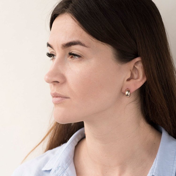 Золотые серьги - кольца с05320 от ювелирного магазина Оникс - 3