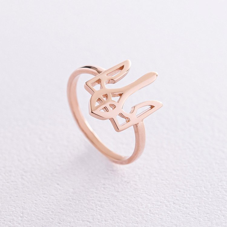 Кольцо  "Герб Украины - Тризуб" в красном золоте к07098 от ювелирного магазина Оникс - 4