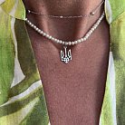 Срібне кольє "Герб України - Тризуб" з перлами 4054 от ювелирного магазина Оникс - 6