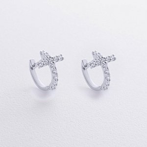 Серьги - кольца с фианитами (красное золото) с09088 - купить