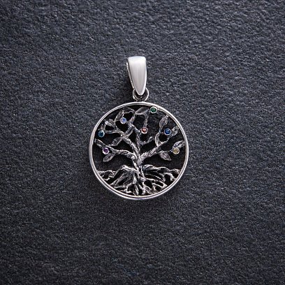 Серебряная подвеска "Древо жизни" (фианит) 132727 №5