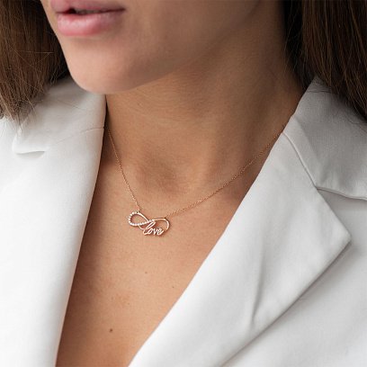 Золотое колье "Love и Бесконечность" с фианитами кол01174 №2