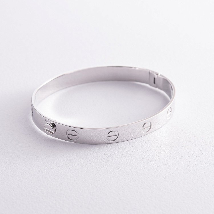 Жесткий браслет "Love" из белого золота (0.6 см) б03336 от ювелирного магазина Оникс