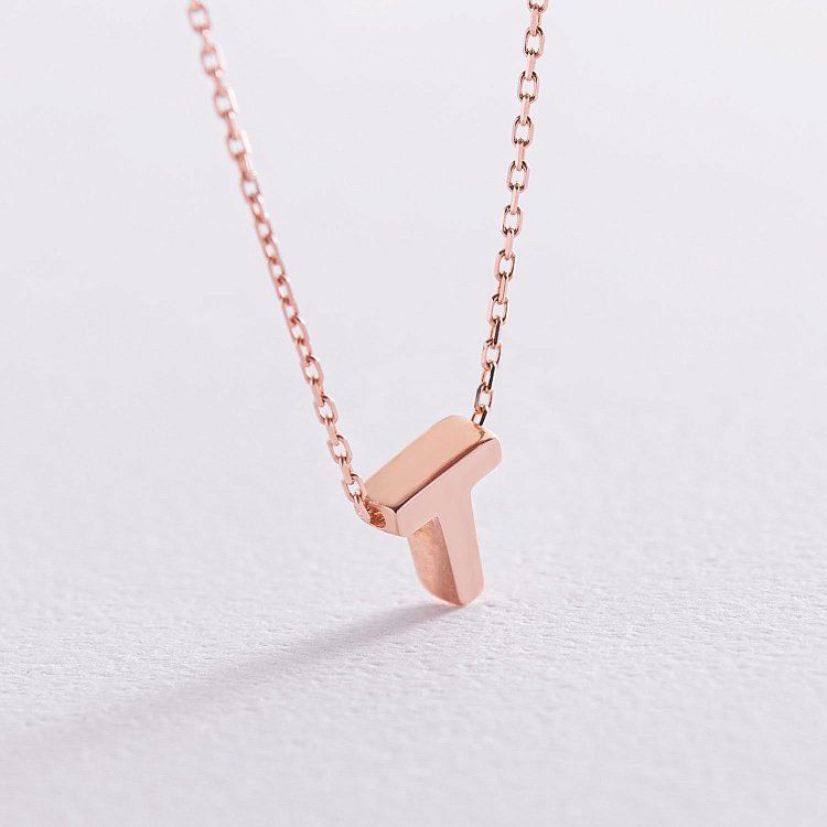 Кольє з буквою "Т" в червоному золоті кол01256Т від ювелірного магазину Онікс - 4