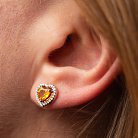 Золоті сережки - пусети "Сердечки" з діамантами та сапфірами сб0422gl от ювелирного магазина Оникс - 5