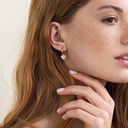 Золотые серьги Сердечки с06540 №2