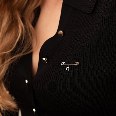 Золотая булавка "Подкова" (фианиты) зак00336 №4