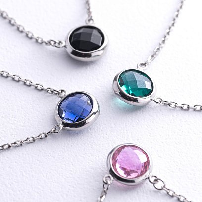 Серебряное колье с синт. турмалином 18910 №5