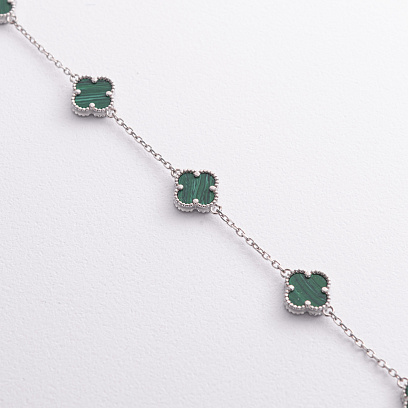 Срібний браслет "Конюшина" (малахіт) 141825 №2