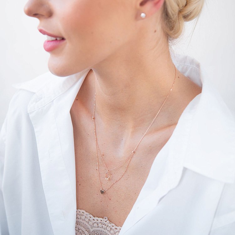 Золоте кольє із заручальною каблучкою і серцем (фіаніт) кол01863 від ювелірного магазину Онікс - 7