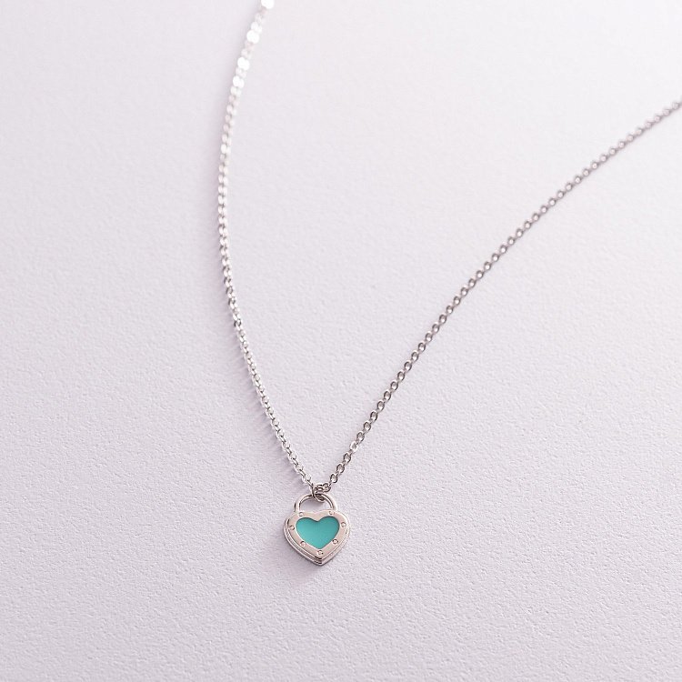 Серебряное колье "Сердечко" с эмалью 181192 от ювелирного магазина Оникс