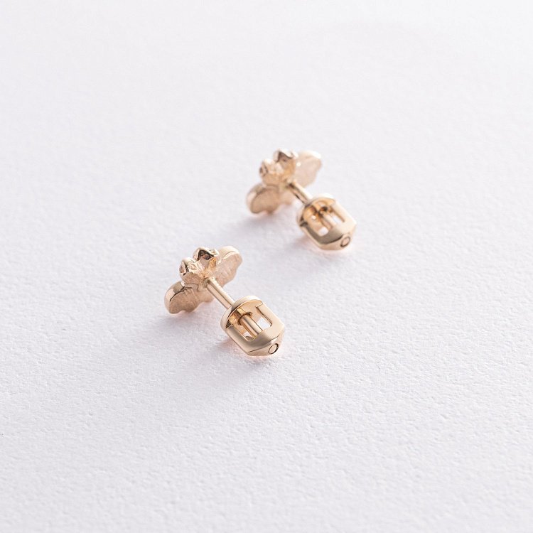 Сережки - пусети "Бджілки" у жовтому золоті (фіаніти) с08570 від ювелірного магазину Онікс - 2