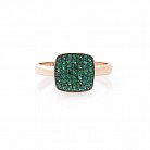 Золотое кольцо с зелеными фианитами к05727 от ювелирного магазина Оникс - 1