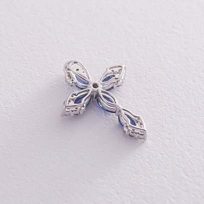 Золотий хрестик (синій сапфір, діамант) пб0109gl №3