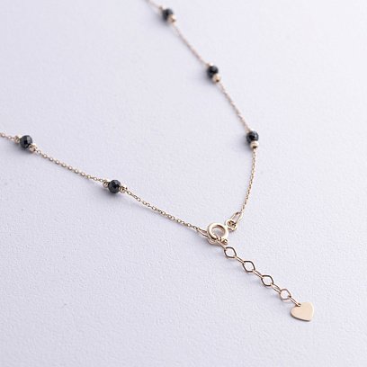 Кольє "Кульки" з чорними фіанітами (жовте золото) кол02488 №7