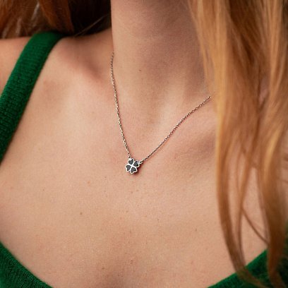 Серебряное колье "Клевер" (черная эмаль) 181209 №5