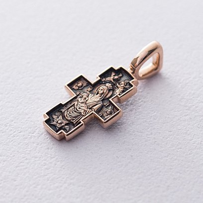 Золотой православный крест "Распятие. Икона Божией Матери "Млекопитательница" п02652 №2