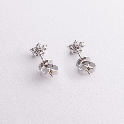 Золоті сережки - пусети "Квіточки" (діаманти) сб0611mi №3