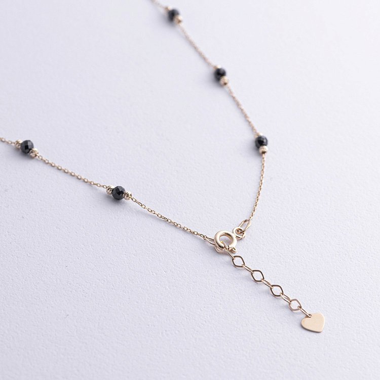 Кольє "Кульки" з чорними фіанітами (жовте золото) кол02488 від ювелірного магазину Онікс - 6