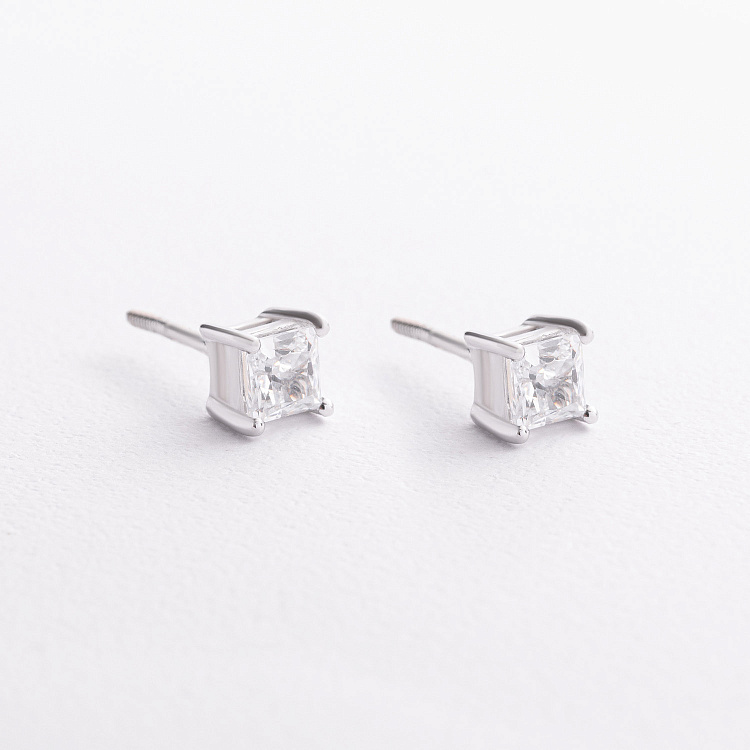 Серебряные серьги - пусеты с фианитами 2681/1р-CZ от ювелирного магазина Оникс