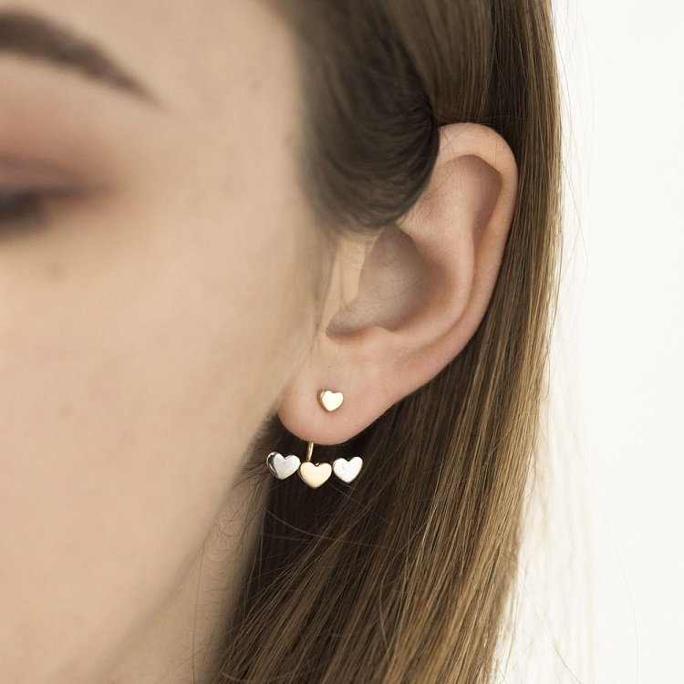 Золоті сережки-пусети "Сердечка" с05551 від ювелірного магазину Онікс - 6