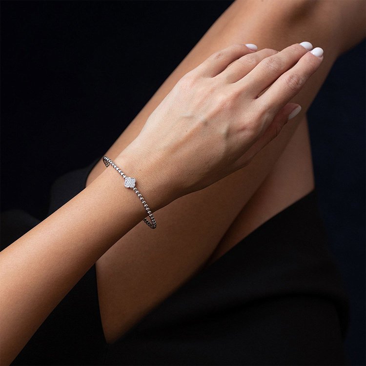 Золотий браслет з конюшиною (фіаніт) б04125 від ювелірного магазину Онікс - 4