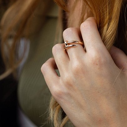 Кольцо "Гвоздь" в красном золоте к07360 №2