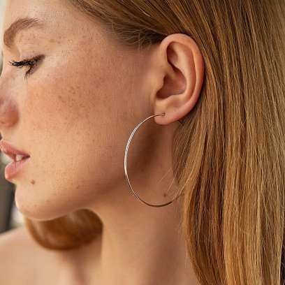 Сережки - кільця в білому золоті (5.3 см) с08532 №2