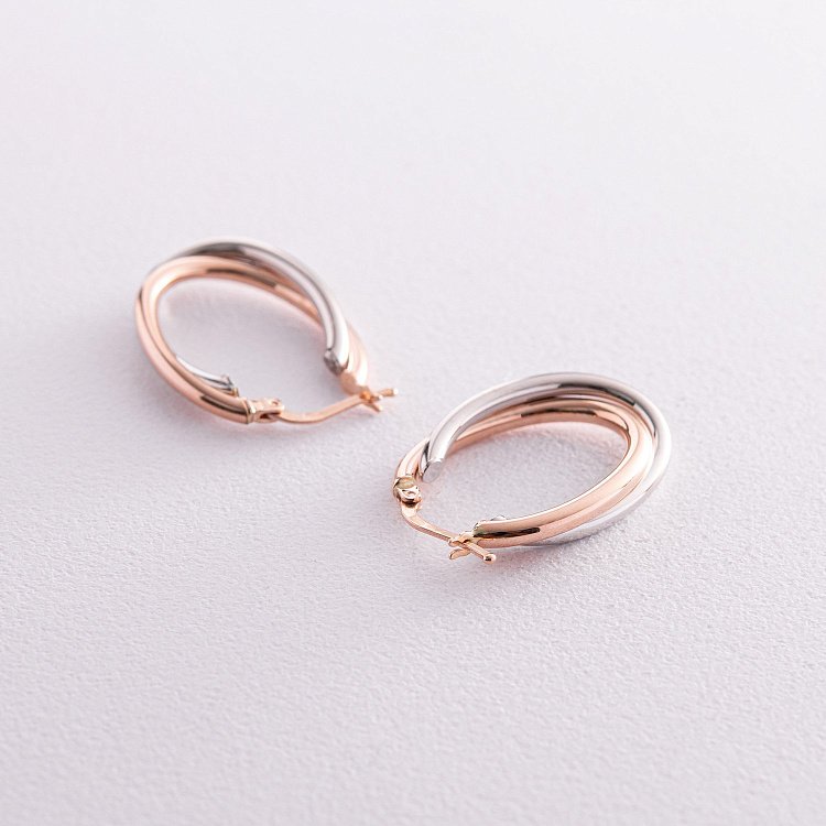 Сережки "Сплетіння" (червоне та біле золото) с08079 від ювелірного магазину Онікс - 3