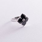 Серебряное кольцо "Клевер" (фианит, керамика) 112542 от ювелирного магазина Оникс
