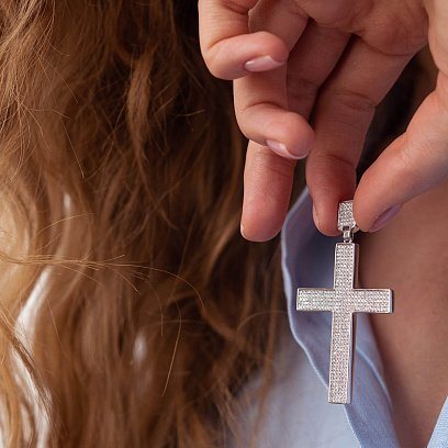 Эксклюзивный золотой крест с бриллиантами CР615gm №4