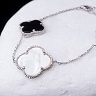 Серебряный браслет "Клевер" с ониксом и перламутром (родий) 14874 от ювелирного магазина Оникс - 2