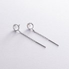 Серебряные серьги - пусеты с цепочками (жемчуг) 40017 от ювелирного магазина Оникс - 4