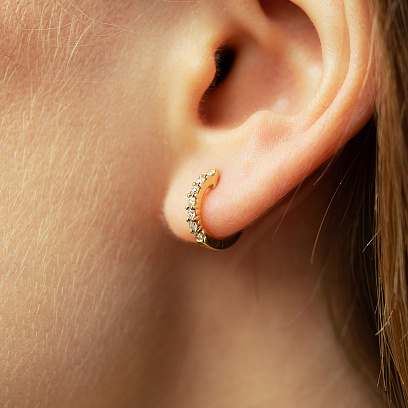 Серьги - кольца в желтом золоте (бриллианты) сб0730ri №4