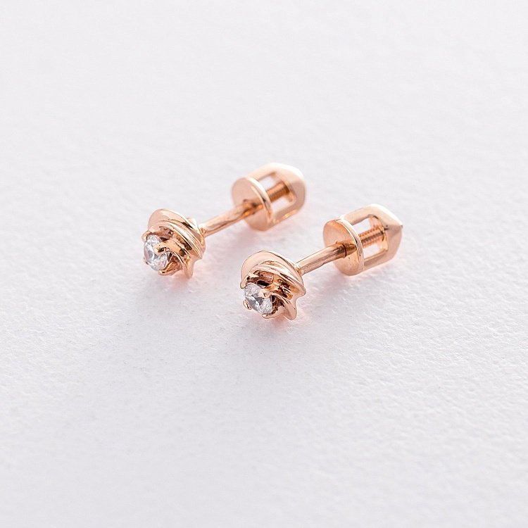 Золоті сережки - пусети з фіанітами с04136 від ювелірного магазину Онікс - 3