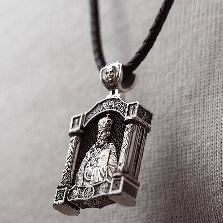 Срібний кулон "Миколай Чудотворець. Свята Трійця" (ебенове дерево) 1463 від ювелірного магазину Онікс - 3