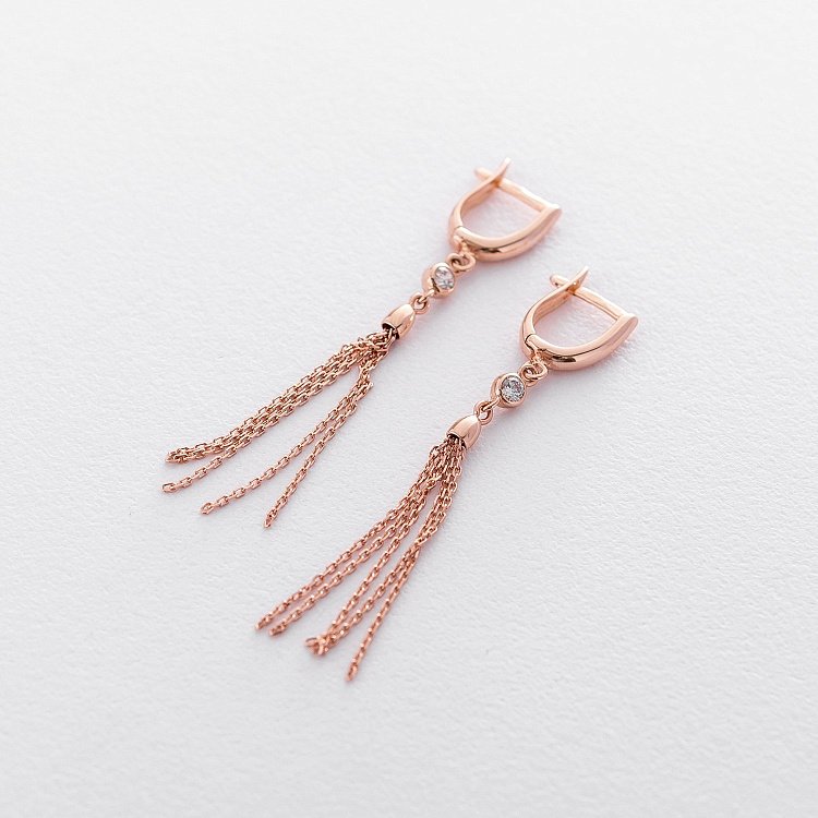 Висячие серьги из красного золота с06355 от ювелирного магазина Оникс