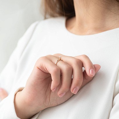 Золота заручальна каблучка (цирконій Swarovski) к06231 №4