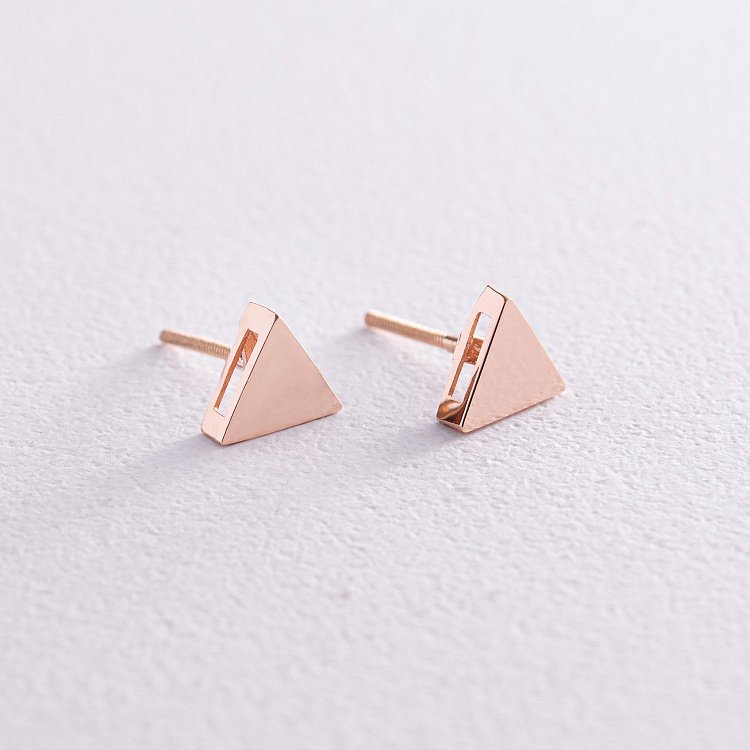 Золотые серьги - пусеты "Треугольники" с08145 от ювелирного магазина Оникс