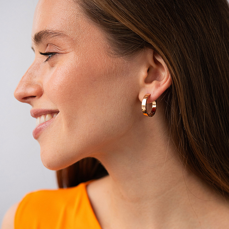 Золоті сережки-кільця з фіанітами, діаметр: 21 мм с05019 від ювелірного магазину Онікс - 2