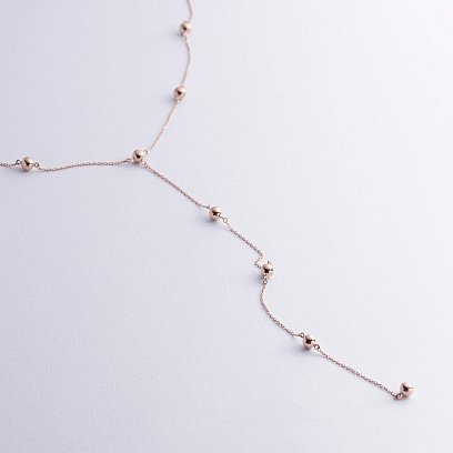 Колье - галстук "Шарики" в красном золоте кол02489