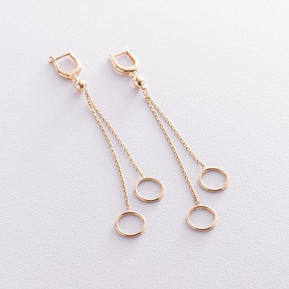 Золотые серьги "Круговорот на цепочке" с07310