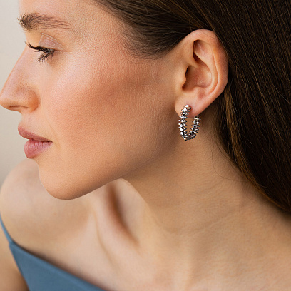 Cерьги - кольца в белом золоте с09549 №5