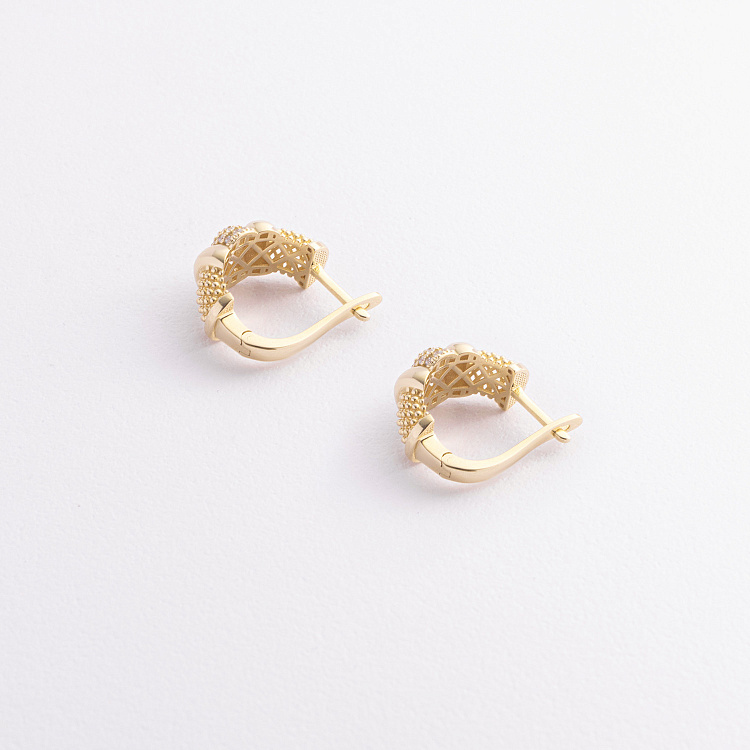 Сережки "Marie" у жовтому золоті (фіаніти) с09407 від ювелірного магазину Онікс - 1