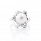 Серебряное кольцо "Цветок" (культ. пресн. жемчуг, фианит) 111791 от ювелирного магазина Оникс - 2