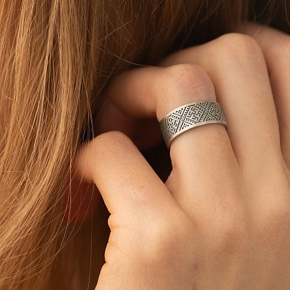 Срібна каблучка "Вишиванка - сварга" 1115 №2