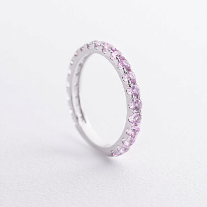 Серебряное кольцо с розовыми синтетическими сапфирами 1901/1р-PSPH
